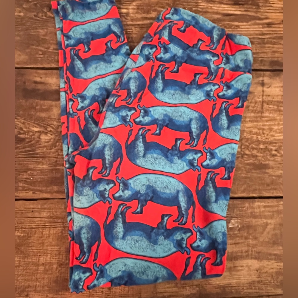 TC Red and Blue Pig LuLaRoe Leggings